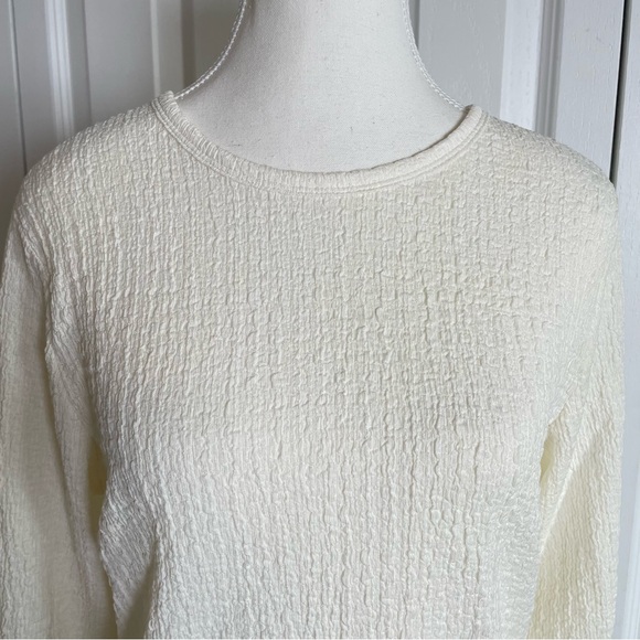 Old Navy Textured Long Sleeve Top Womens L Ivory Lightweight Shabby Chic Cottage - Picture 3 of 12